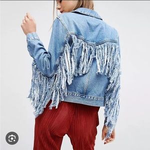 ASOS denim jacket with fringe size 6